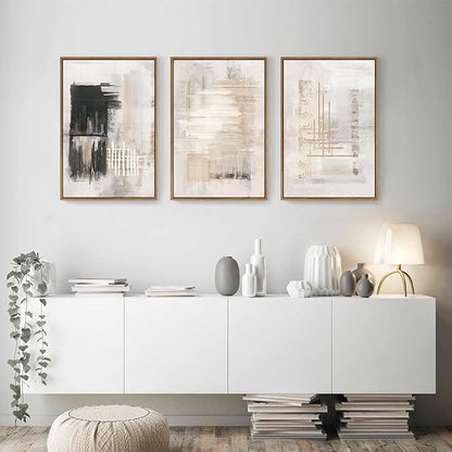 HPINUB Modern Abstract Canvas Art Prints, Black and White, 24"x36", 3-Pack, Neutral, Bedroom, Living Room, Office, Bathroom, Dining Room
