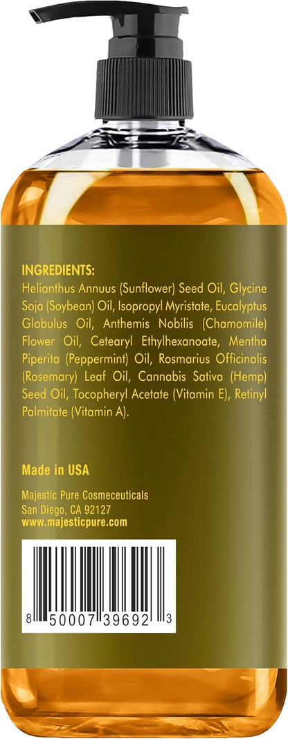 MAJESTIC PURE Eucalyptus Mint Massage Oil for Massage Therapy - Refreshing, and Relaxing - Natural Oils with Eucalyptus Essential Oil - for All Skin Types - Men and Women - 8 fl oz