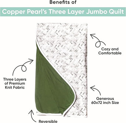 Copper Pearl Jumbo 3-Layer Baby Blanket: Soft Baby Quilts for Boys and Girls | Breathable, Cozy, Toddler Blanket | Baby Quilt for Newborns | 46x46 Premium Polyester/Rayon | Farmstead