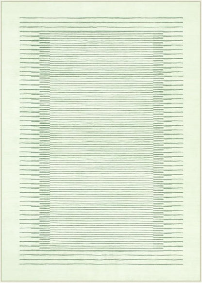 Wonnitar Washable Striped 5x7 Living Room Area Rug, Non-Slip Green Berber Stripe Rugs for Bedroom, Low Pile Soft Minimalist Floor Carpets for Kids Nursery Room Dining Room (Green,5' x 7')