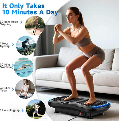 Vibration Plate Exercise Machine for Lymphatic Drainage, Vibration Machine for Full-Body Weight Loss Shaping, Vibrate Fitness Platform 400 Lbs & 200 Adjustable Speeds for Women Men Home Gym