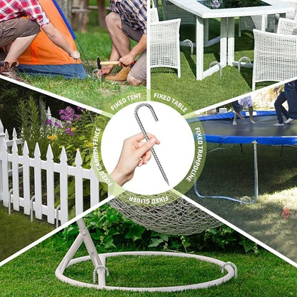 Rebar-Stakes-12-Inch, Ground Stakes Heavy Duty J-Hook Galvanized Anti-Rust Heavy Duty Ground Anchors for Garden Dog Fence Chicken Coop Christmas Decorations Deer Fence 12pcs