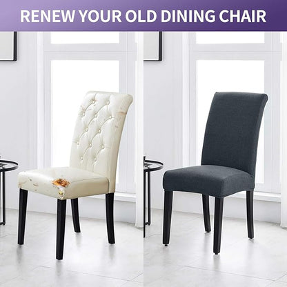 Joccun Chair Covers for Dining Room Set of 2,Dining Chair Slipcovers Stretch Dining Room Chair Covers Seat Protector,Washable Parsons Chair Cover for Home,Hotel,Banquet(Gray,2 Pack)