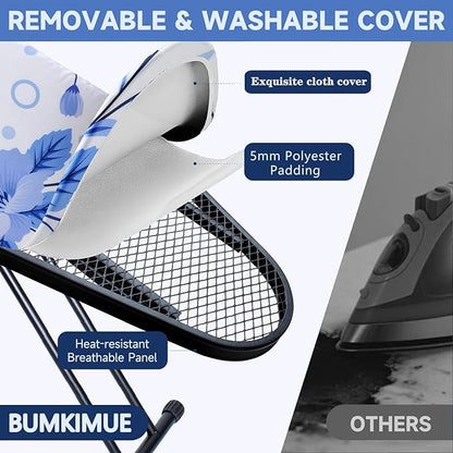 Ironing Board, Compact and Space Saver Ironing Board, Extra Wide Ironing Area with Extra Thick Heavy Duty Padded Cover, Stable Structure, Easy to Fold,Height Adjustable