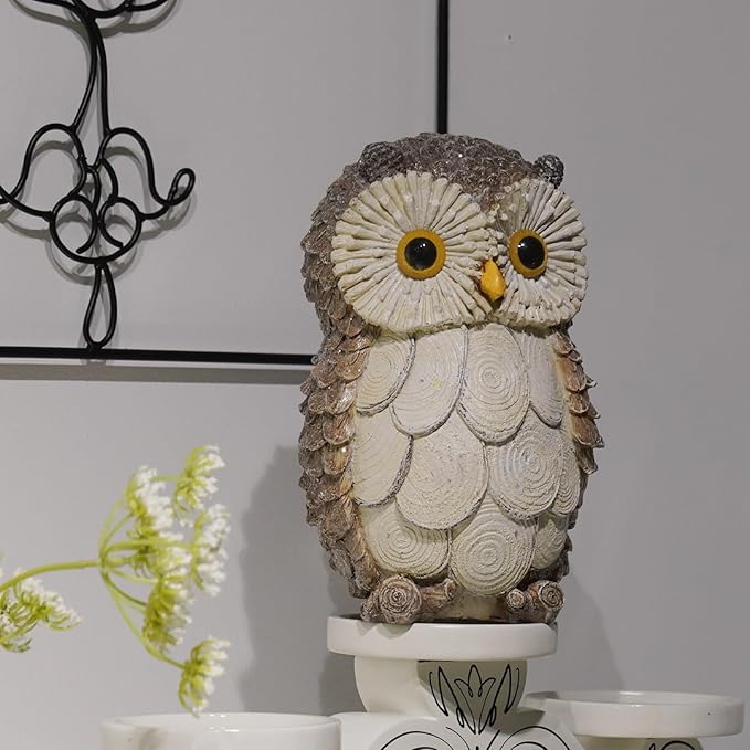 Guichifun Owl Statue Home Decor Accents - Cute Owl Figurines for Shelf Bookshelf TV Stand Décor Bedroom Office Decorations Ideal Gift for Owl Lovers 5 x 5 x 8 Inch