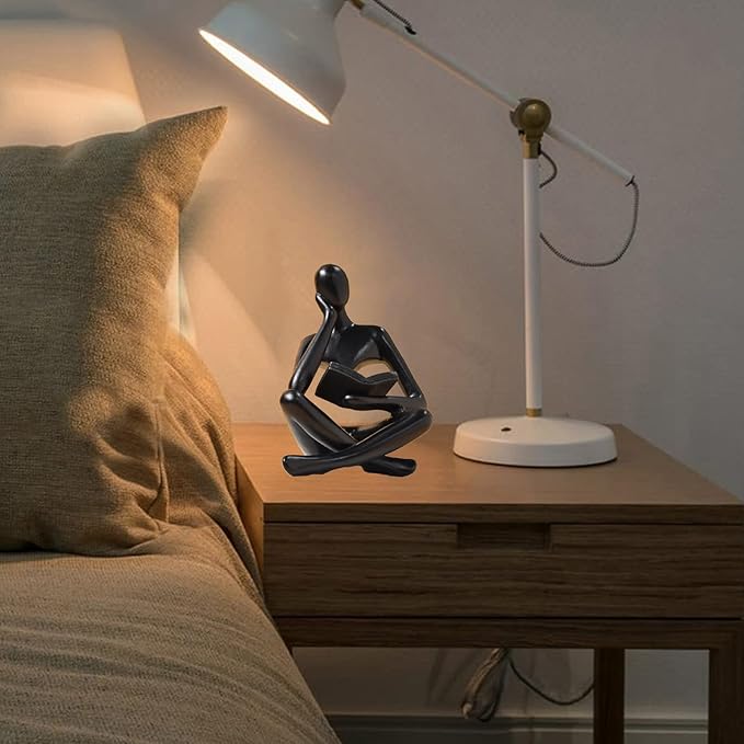 Bookshelf Decor Thinker Statue - Abstract Style Thinker Sculptures Modern Aesthetic Figurine Decoration Statues for Home Decor-Zuo Si-Black