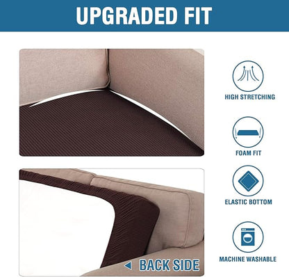 H.VERSAILTEX Super Stretch Individual Seat Cushion Covers Sofa Covers Couch Cushion Covers Slipcover Sets Thick Jacquard Textured Twill Fabric (1 Piece Sofa Cushion Cover, Chocolate)
