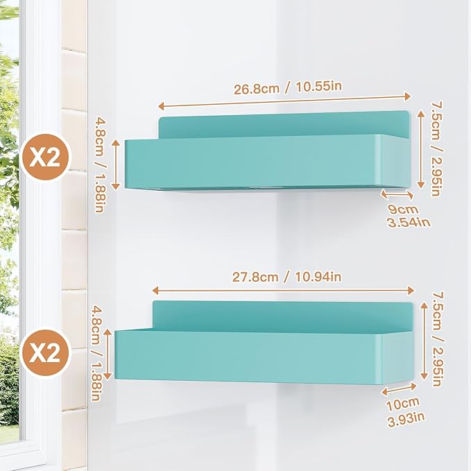 Magnetic Spice Rack for Refrigerator, Kitchen Organizer and Storage Shelf, Blue (4 Pack)…