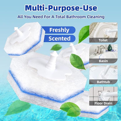 KOKL 60pcs Disposable Toilet Brush, Disposable Toilet Bowl Cleaners for Bathroom Cleaning, Compatible with Most Toilet Brushes