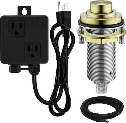 SinkTop Air Switch Kit with Brass Gold Long Button (Full Brass) for Garbage Disposal