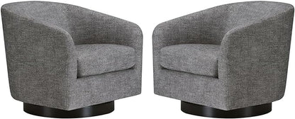CHITA Swivel Accent Chair, FSC Certified Upholstered Fabric Barrel Chair for Living Room Set of 2, Fully Assembled, Pebble Grey
