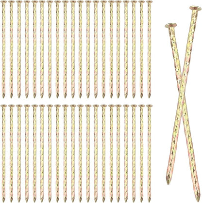 100 PCS 6 Inch Spiral Metal Galvanized Landscape Spikes, Galvanized Non-Rust Metal Garden Stakes, Garden Nails for Artificial Turf, Weed Barrier, Tent, Carpentry and More, by GENHAKON.