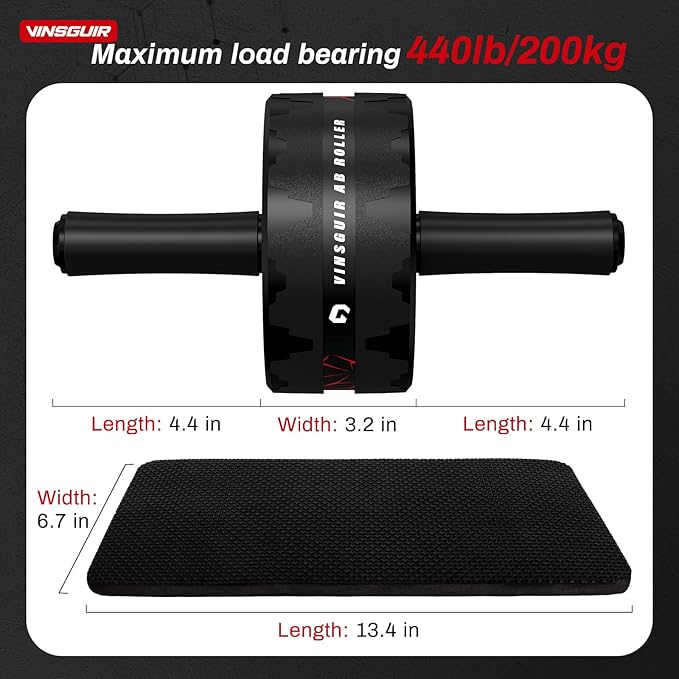 VINSGUIR Ab Roller Wheel, Abs & Core Workout Equipment for Home Gym with Knee Pad Accessories, Abdominal Wheel for Full-body Strength Training