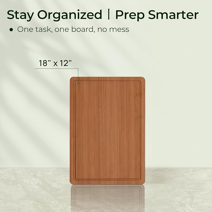 Extra Large Bamboo Cutting Board for Kitchen - 18 Inch Wood XL Cutting Boards with Juice Groove and Handles, Wooden Chopping Board for Meat, Cheese, Fruit & Vegetables (Pre Oiled, Brown)