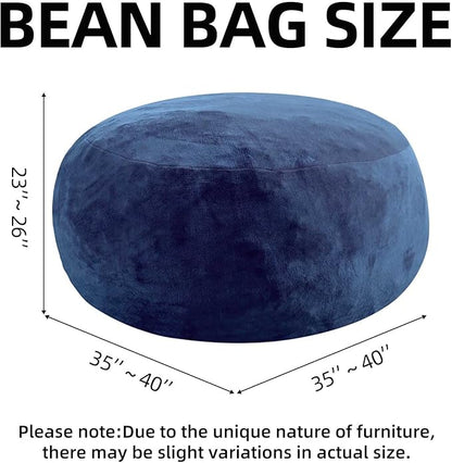Bean Bag Chair 3Ft, Memory Foam Filled, Large Beanbag Chairs for Adults and Teens, Soft Sofa with Removable Flannel Cover, Round Couch for Living Room Bedroom College Dorm (Blue, 3FT-36×36"×24")