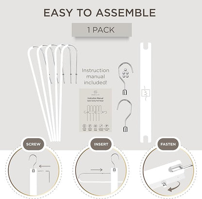 MORALVE Pants Hangers Space Saving - European Beechwood Scarf and Jean Hangers - Closet Organizer and Space Saver Pant Rack, Leggings Hanger, and Scarf Holder with 360° Swivel Hook (1 Pack)