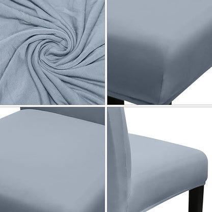 JQinHome 4 Pcs Dining Chair Slipcover, High Stretch Removable Washable Chair Seat Protector Cover for Home Party Hotel Wedding Ceremony(Light Grey)