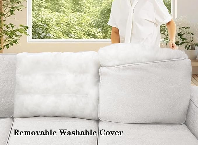 L Lengend Vansen Modular Sectional Sofa U Shaped Couch with Ottoman Modern Reversible Corner Sectional Couch for Living Room (Cream, U Shaped Sofa-3)