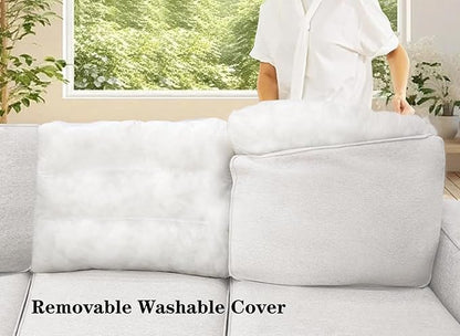 L Lengend Vansen Modular Sectional Sofa U Shaped Couch with Ottoman Modern Reversible Corner Sectional Couch for Living Room (Cream, U Shaped Sofa-3)