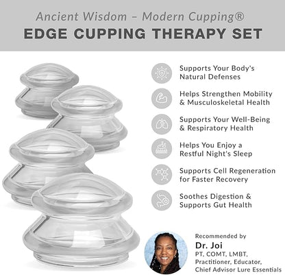 Silicone Cupping Therapy Set Professional Massage Cupping Cups for Cupping Therapy - 8 Cup Kit for Massage, Myofascial Release, Cellulite Reduction - Pack of 2 (Lure Clear)