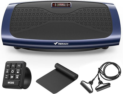 MERACH Vibration Plate Exercise Machine, 3D & 4D Vibration Plate with 2 Tension Ropes LED Display, Whole Body Vibration Platform for Women Men, Exercise Equipment for Home