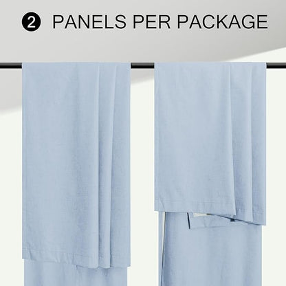 Baby Blue Curtains for Bedroom 45 Inch Length 2 Panel Linen Blackout Short Curtains for Nursery Boy Girls Bathroom Kitchen Light Bluey Unisex Black Out Drapes for Living Room Heat Cold Light Blocking
