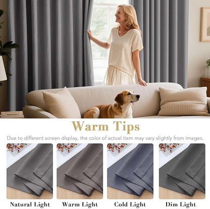 H.VERSAILTEX Blackout Curtains for Bedroom Thermal Insulated Room Darkening Living Room Curtains 72 Inch Long Grommet Privacy Protection Window Curtain Panels/Drapes for Nursery,2 Panels,Grey