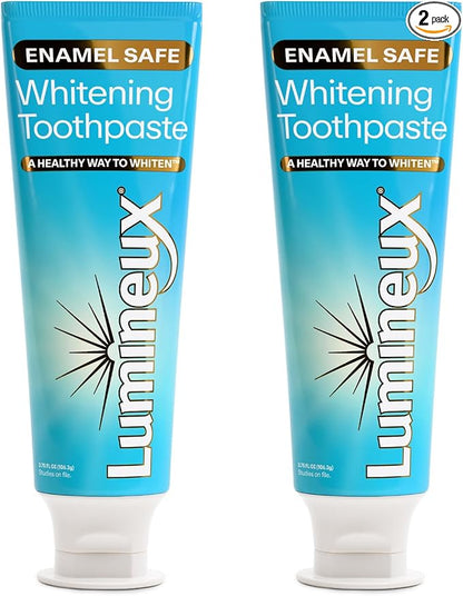 Lumineux Teeth Whitening Toothpaste 2 Pack Peroxide Free Enamel Safe for Sensitive Whiter Teeth, Fluoride Free, No Alcohol, Artificial Colors, SLS Free Dentist Formulated - 3.75 Oz