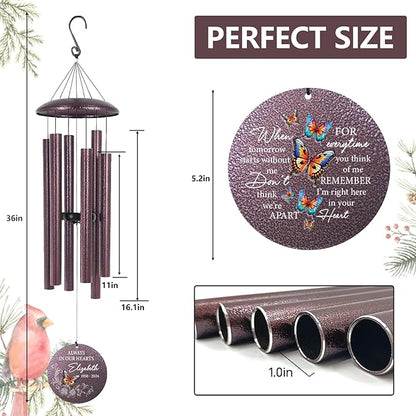 ASTARIN 36" Large Deep Tone Personalized Sympathy Wind Chimes, Memorial Wind Chime for Loss of Mother Father Loved One, Bereavement Gifts Decor Outdoor Patio Garden Graveyard
