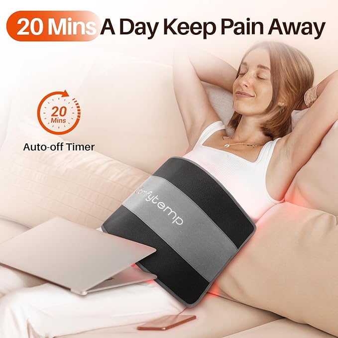 Comfytemp 24’’ x 12’’ Large Red Light Therapy Pad for Body, Near Infrared Light Therapy Wrap with Timer, 242 LEDs Light Therapy Pad for Back Shoulder Joint Muscle Pain Relief, 32W