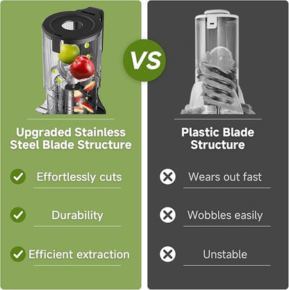 AMZCHEF Cold Press Juicer, Juicers Machines - 5.4" Large Feed Chute for Whole Fruits & Vegetables, Stainless Steel Slow Masticating Juice Easy to Clean, Large Auger, Triple Strainers, Silver