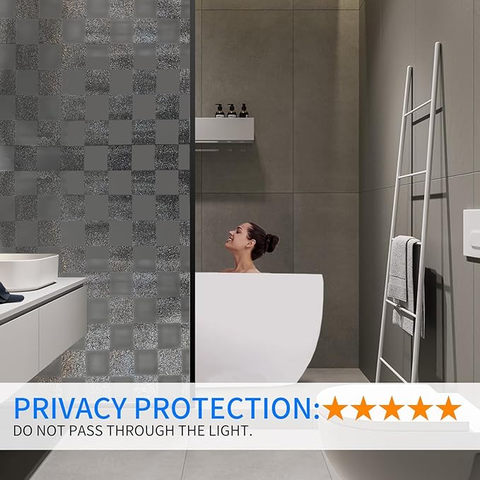 Window Film Privacy Day and Night with Installation Tools, Static Cling Glass Film Ideal for Home Shower Office Glass Door (Black, 35.4 x 78.7 Inch)
