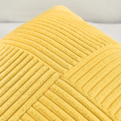 Fancy Homi 2 Packs Yellow Big Decorative Throw Pillow Covers 24x24 Inch for Couch Bed Sofa, Rustic Farmhouse Boho Home Decor, Soft Corss Corduroy Patchwork Accent Square Cushion Case 60x60 cm