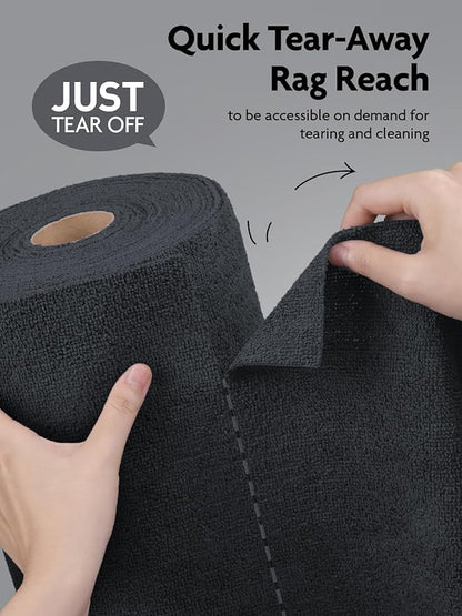 Fantasticlean Microfiber Cleaning Cloth Roll -75 Pack, Tear Away Microfiber Towels, 12" x 12", Reusable, Washable, Scratch Free, Ultra Absorbent Dish Rags for Car, Home, Garage or Shop (DimGray)