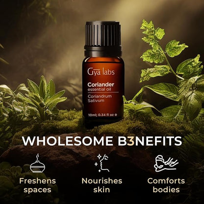 Gya Labs Coriander Essential Oil for Diffuser - 0.34 Fl Oz - 100% Pure Natural Coriander Oil for Skin, Aromatherapy, Skincare Massages & Candle Making Scent