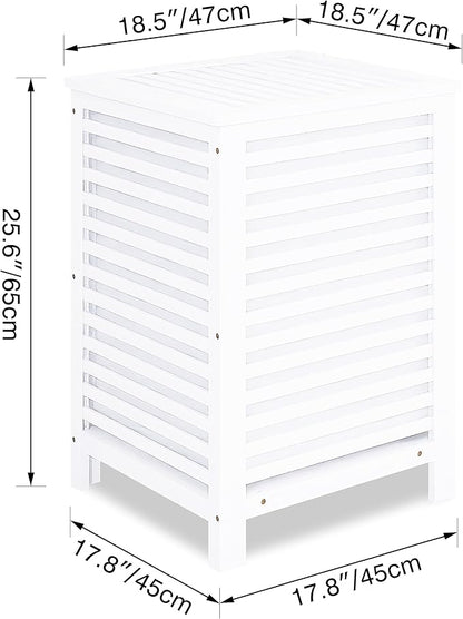 SMIBUY Double Laundry Hamper with Lid, 120L Bamboo Laundry Basket with Removable Liner Bag, 2-Section Clothes Divider Laundry Sorter for Laundry Room, Bathroom, Bedroom (White)