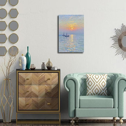 Coastal sailboat scenery poster art decor ocean nautical room decor beautiful sailboat seascape decor suitable for beach villa