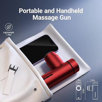MERACH Mini Massage Gun with 8mm Amplitude, Percussion Massage Tools with 5 Massage Heads, Portable Hand Held Muscle Massagers for Pain Relief Deep Tissue, Cool Gifts for Mens and Women (Red)
