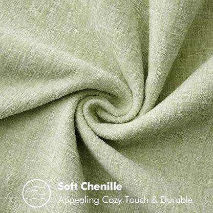 MIULEE Pack of 2 Couch Throw Pillow Covers 12x20 Inch Light Green Farmhouse Decorative Pillow Covers with Stitched Edge Soft Chenille Solid Dyed Spring Pillow Covers for Sofa Bed Living Room