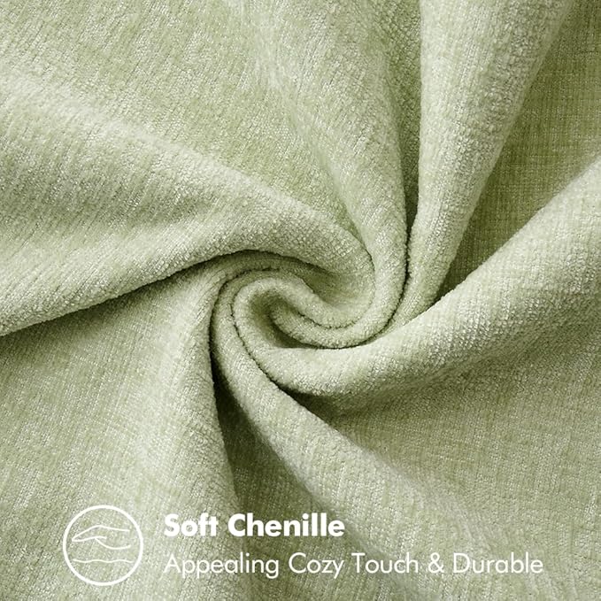 MIULEE Pack of 2 Couch Throw Pillow Covers 18x18 Inch Light Green Farmhouse Decorative Pillow Covers with Stitched Edge Soft Chenille Solid Dyed Spring Pillow Covers for Sofa Bed Living Room