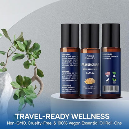 Frankincense Essential Oil Roll-On 10 ml - Pure, Natural Oil with Grapeseed for Aromatherapy & Skin Care - Nexon Botanics
