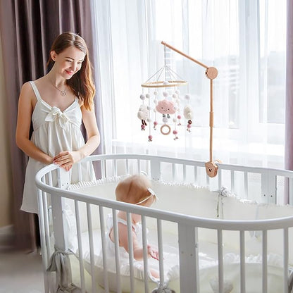 Baby Crib Mobile Arm,HBM Wooden Mobile Arm for Crib Mobile Hanger for Crib Baby Girl Nursery Decor