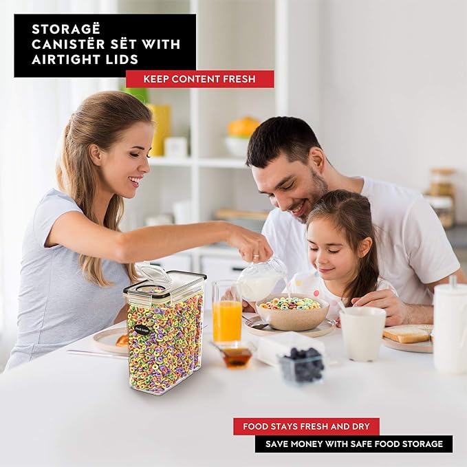 Cereal Containers Storage 3 Pack 135 fl. oz Cereal Dispenser Countertop, Airtight Food Storage Containers for Pantry Organization and Storage, Bpa-free Cereal Storage Container with Marker & Labels