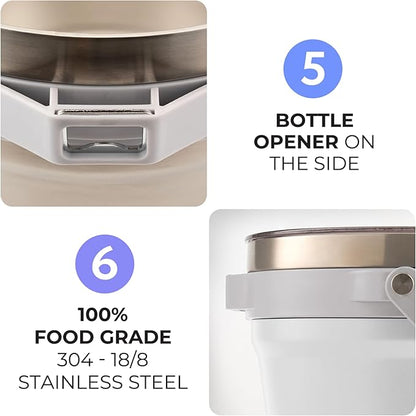 Large Insulated Ice Bucket with Lid – Stainless Steel Ice Bucket and Scoop – Ice Buckets for Parties, Bars – Ice Bucket with Lid and Scoop – Outdoor Ice Bucket, Cocktail Use (Natural Stainless)