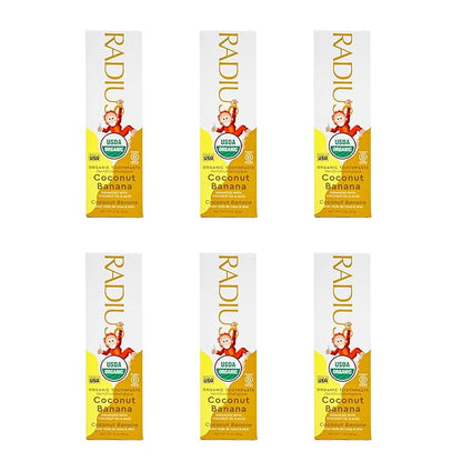 RADIUS USDA Organic Kids Toothpaste 3oz Non Toxic Chemical-Free Gluten-Free Designed to Improve Gum Health for Children's 6 Months and Up - Coconut Banana - Pack of 6