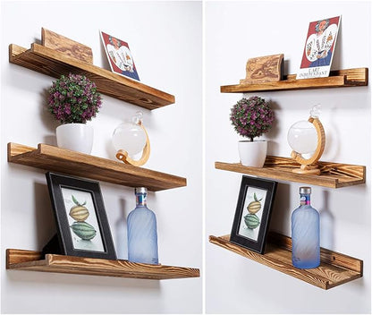 AZSKY Floating Shelves Set of 3, Picture Ledge Shelf, 24 Inches Long Large Nursery Book Shelves for Toys Storage, Kids Bookshelf Wall Mounted for Living Room Bedroom Decor Books Photo Frames