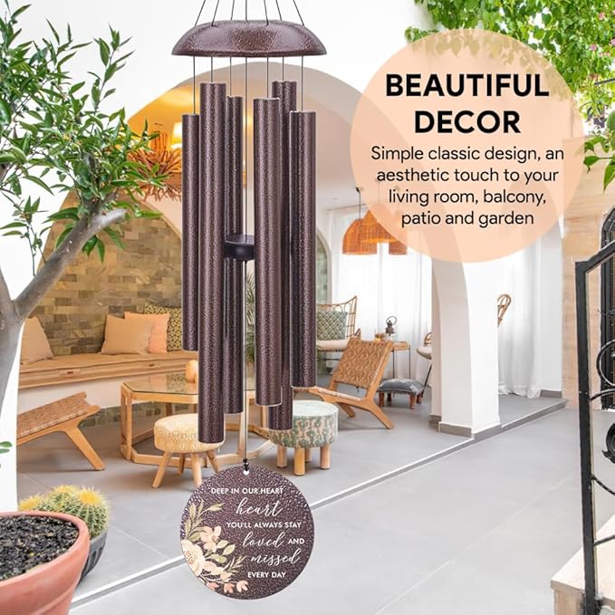 Personalized Wind Chimes, Sympathy Wind Chime, in Loving Memory for Loss of Loved Dad/Mom, Metal Large Memorial Condolences Gifts, Remembrance Wind Chimes for Loss of Loved One