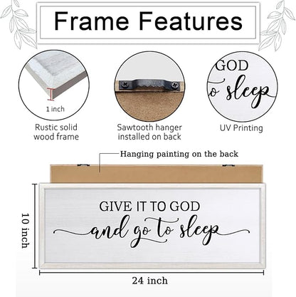 Sweet Dreams Above Bed Wall Decor Art 24"X10" Master Bedroom Over Bed Wall Wood Framed Sign (White)