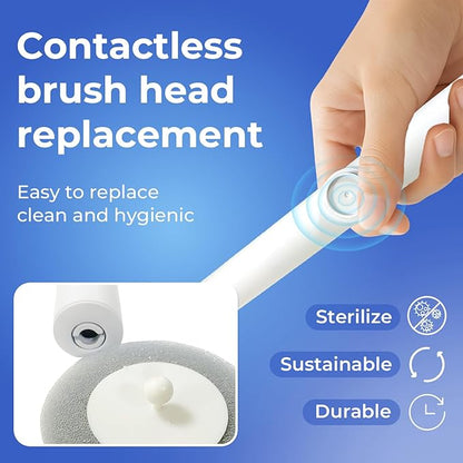 Disposable Toilet Brush&Holder with 18pcs Refills Pads, Toilet Cleaning Kit System,Toilet Bowl Cleaner Wand Holder and Set (1 Wand+1 Caddy+18 Refills)