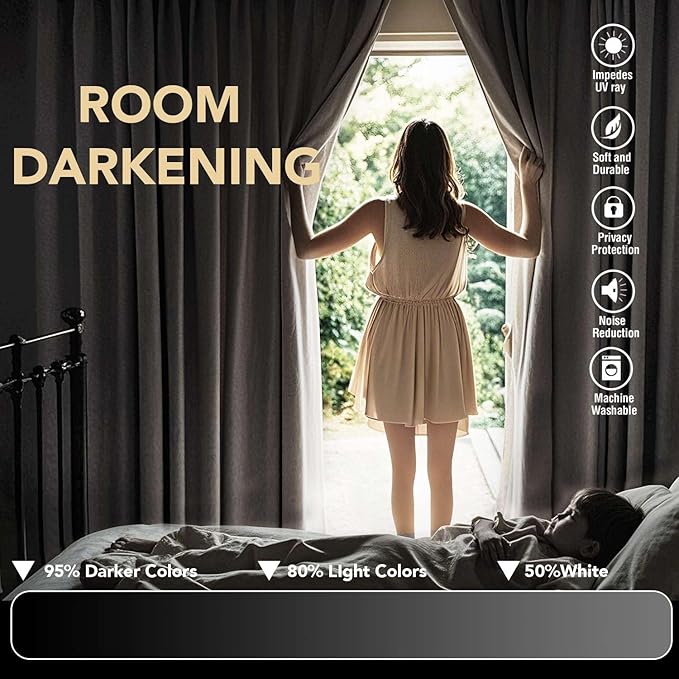 H.VERSAILTEX Extra Long Room Darkening Window Treatment Panels for Bedroom Living Room, Thermal Insulated Solid Grommet Curtains for Nursery (2 Panels, Ivory/Cream, 52 Inch by 108 Inch)